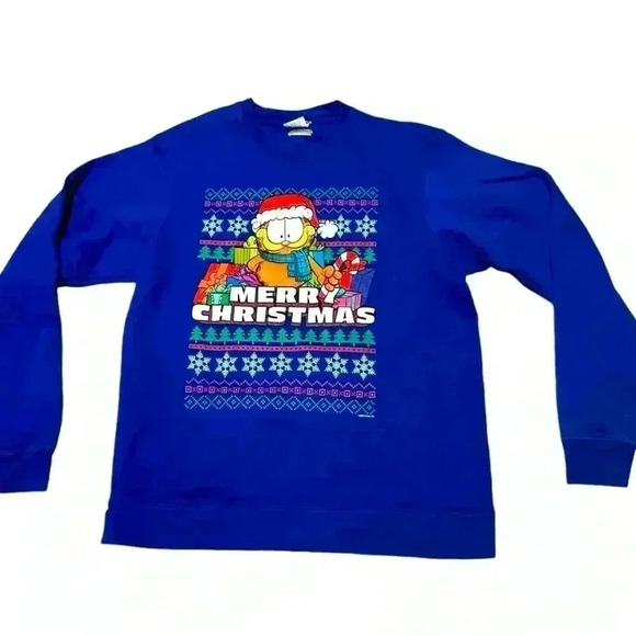GARFIELD Santa Unisex Christmas Sweatshirt size M (more like Small on adult) - Picture 1 of 5